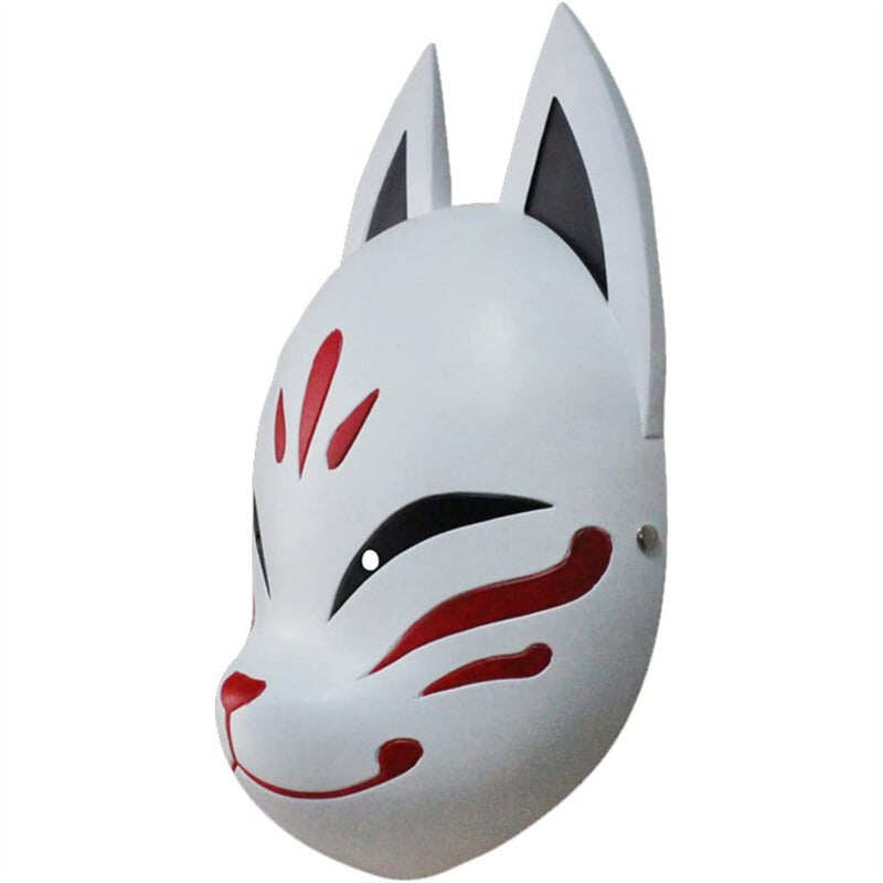 Azuiblc　原神 げんしん タルタリヤ 魔王武装 　 魈（しょう ） ショウ 　九条裟羅 天狗のお面　狐のお面 樹脂製 巫女 花散里 神里綾華 稲妻 お土産 白 赤 祭り きつね キツネ マスク 頭飾り ヘアアクセサリー コスプレ道具 コスプレ 萌え 可愛い イベント プレゼント グッズ 道具 小物 - Azuiblc