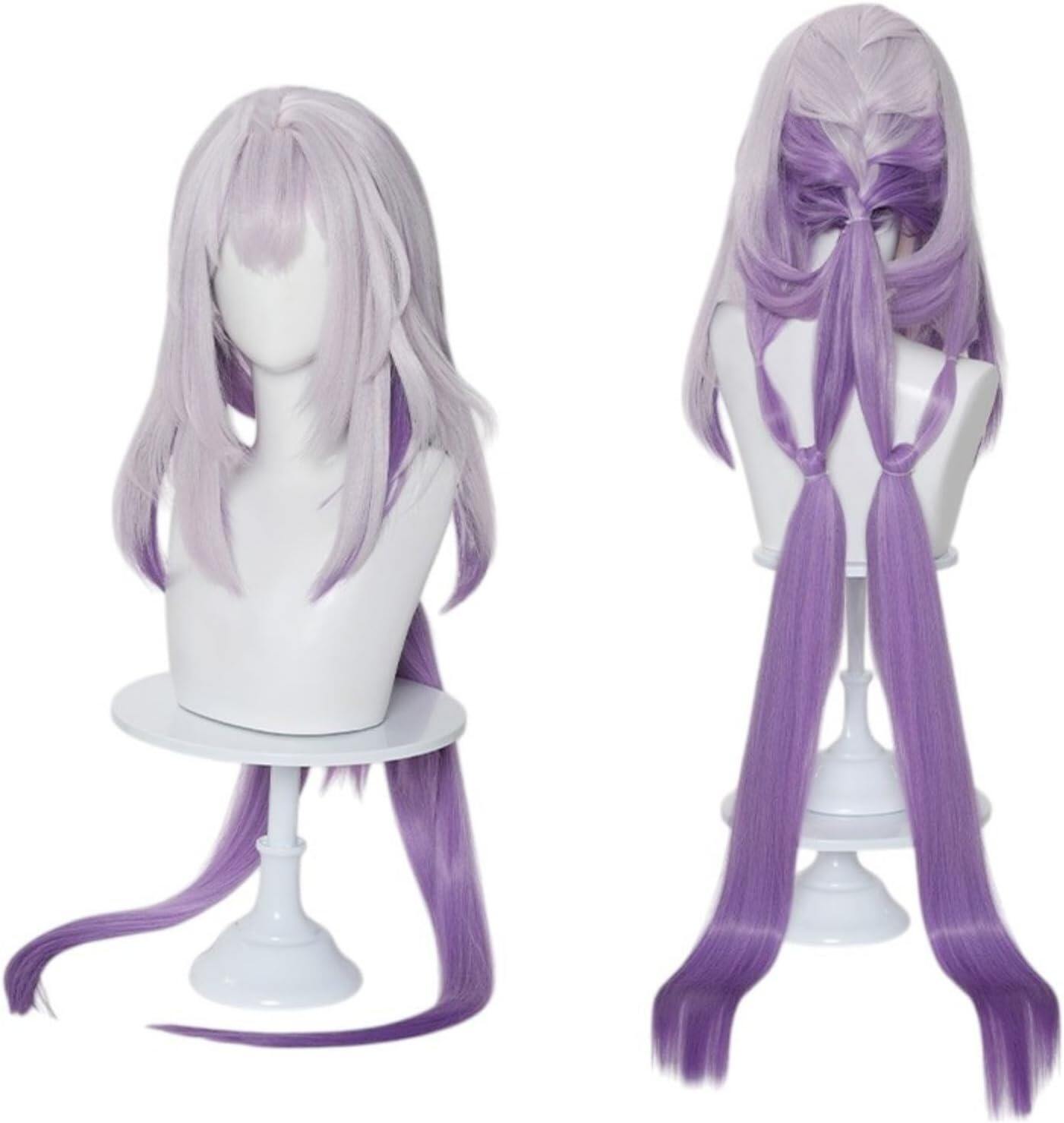Azuiblc崩壊  スターレイル  キャストリス コスプレ ウィッグ 紫 灰白 グラデーション ロング ネット付きかつら 鬘 WIG  コスプレ道具  - Azuiblc