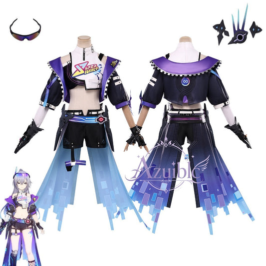 Azuiblc Honkai: Star Rail Silver Wolf LV.999 Cosplay Costume with Glasses