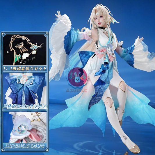 【Azuiblc】Star Rail Pearl Ten Stone Hearts Cosplay Costume with Stockings, Metal Accessories, Cosplay Dress, Kimono, Costume Set