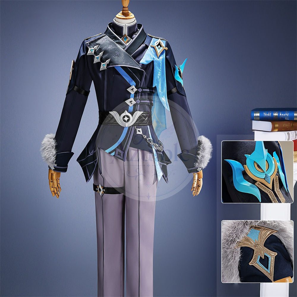 Azuiblc 原神 空「冬の夜を狩る者」コスプレ衣装 3D PLA製パーツ付き スネージナヤ戦闘服 制服風コスチューム