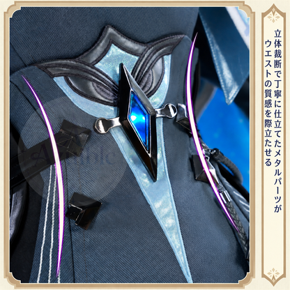 星5ラング　Azuiblc 原神 蛍 戦闘服「冬の夜を狩る者」コスプレ衣装 　金属製材質パーツ　スネージナヤ 制服風コスチューム Genshin Impact cosplay　ハロウィン イベント・舞台対応（副本）（副本）