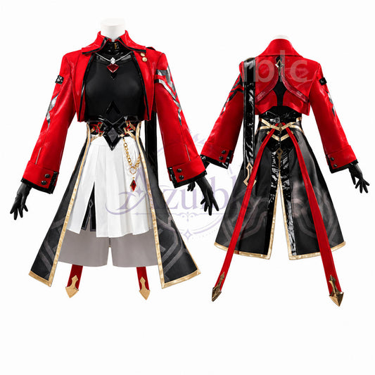 Azuiblc Honkai: Star Rail Fate Rin Tohsaka Cosplay Costume Metal Parts PU Leather for Stage, Halloween