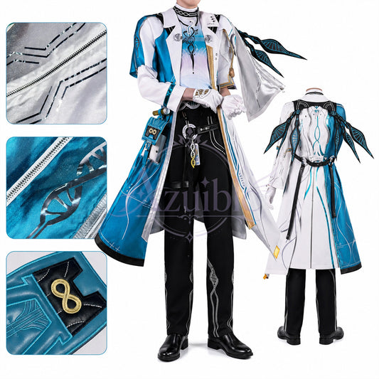 Azuiblc Wuthering Waves Luuk Herssen Cosplay Costume Stage Outfit with 3D Resin Parts. Optional wig and prop weapon.